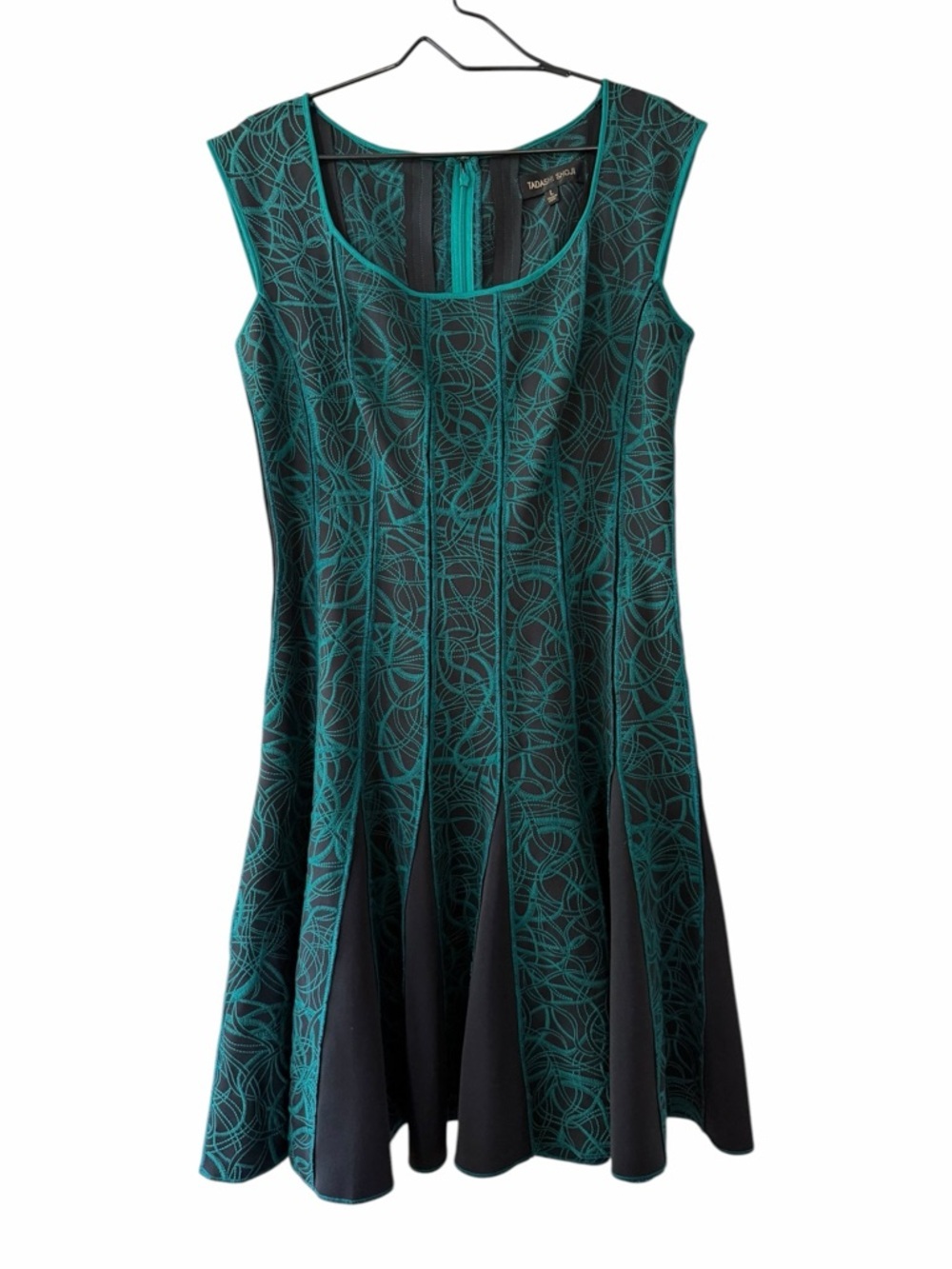 Tadashi Shoji Green Soutache Lace Fit & Flare Dress Elegant Party Dress Large